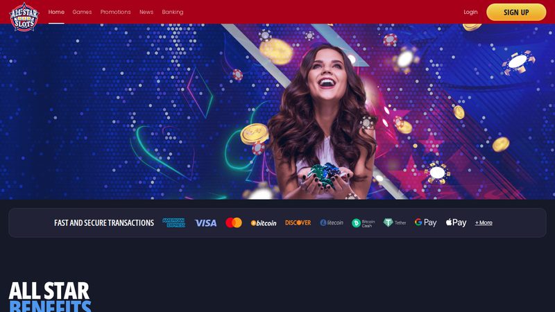 All Star Slots casino website screenshot