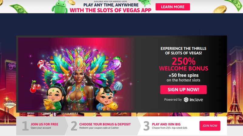 Slots of Vegas casino website screenshot